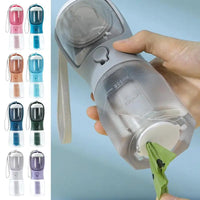 HKM-1874621 3-in-1 Portable Pet Water Cup with Food Storage and Waste Bag Compartment