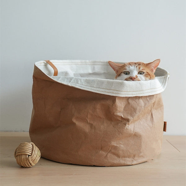 HKM-1875005 Washable Kraft Paper Round Pet Nest with Adjustable Height 40cm Diameter, Suitable for Large Pets