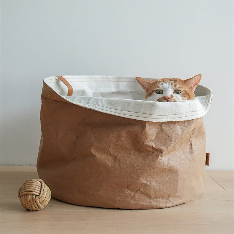 HKM-1875005 Washable Kraft Paper Round Pet Nest with Adjustable Height 40cm Diameter, Suitable for Large Pets