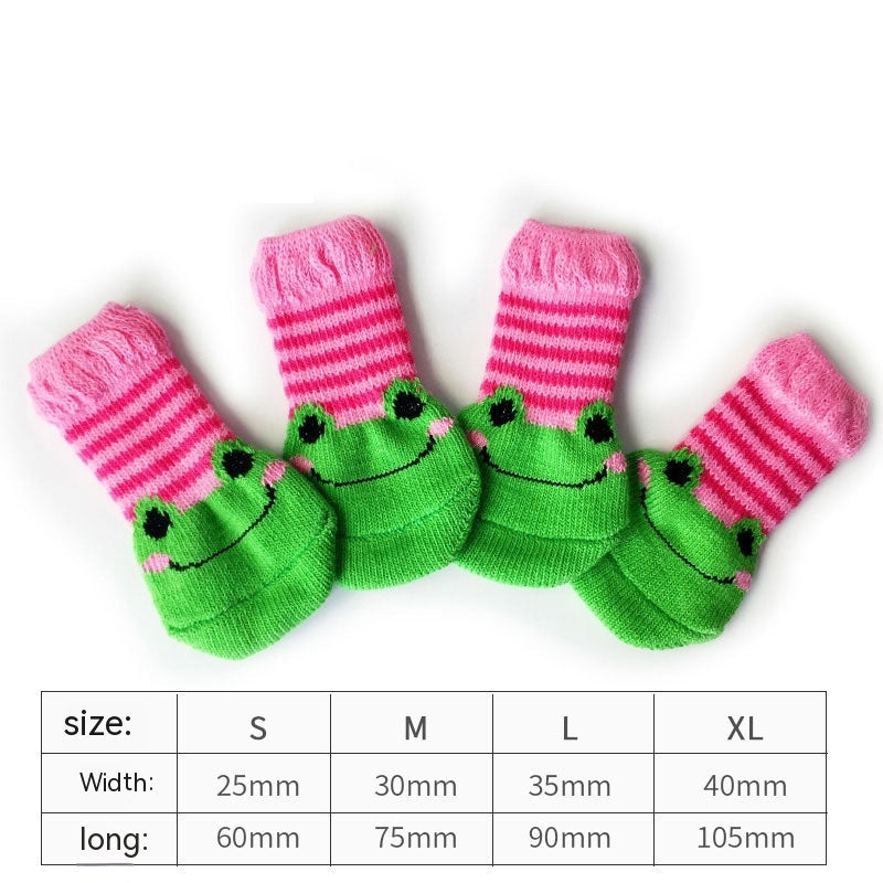 HKM-1875389 Animal-Themed Anti-Scratch Dog Socks and Cat Shoes for Non-Slip Comfort and Warmth
