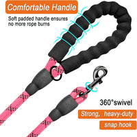 HKM-1876029 Heavy Duty 5 FT Dog Leash for Large Dogs with Padded Handle and Reflective Safety Features