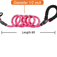 HKM-1876029 Heavy Duty 5 FT Dog Leash for Large Dogs with Padded Handle and Reflective Safety Features