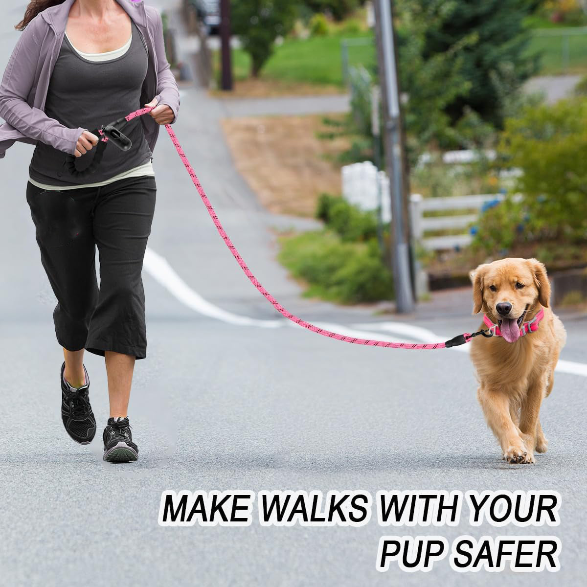 HKM-1876029 Heavy Duty 5 FT Dog Leash for Large Dogs with Padded Handle and Reflective Safety Features
