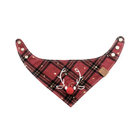 HKM-1876157 Christmas Deer Scarf for Pets - Triangular Towel in Red or Green Nose, Sizes XS to L for Cats and Dogs