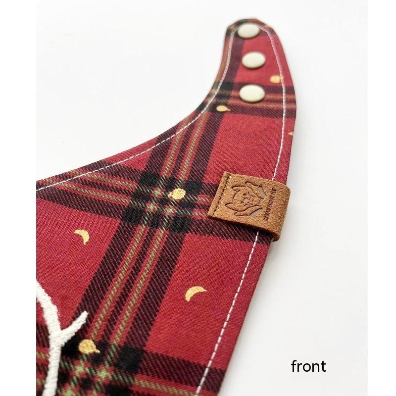 HKM-1876157 Christmas Deer Scarf for Pets - Triangular Towel in Red or Green Nose, Sizes XS to L for Cats and Dogs