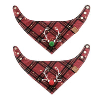 HKM-1876157 Christmas Deer Scarf for Pets - Triangular Towel in Red or Green Nose, Sizes XS to L for Cats and Dogs