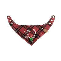 HKM-1876157 Christmas Deer Scarf for Pets - Triangular Towel in Red or Green Nose, Sizes XS to L for Cats and Dogs