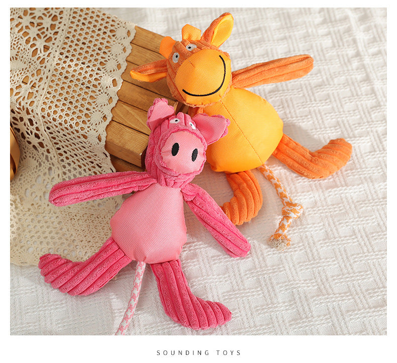 HKM-1878205 Cartoon Cow and Pig Plush Pet Toy - Bite-Resistant, 40x32cm, 135g