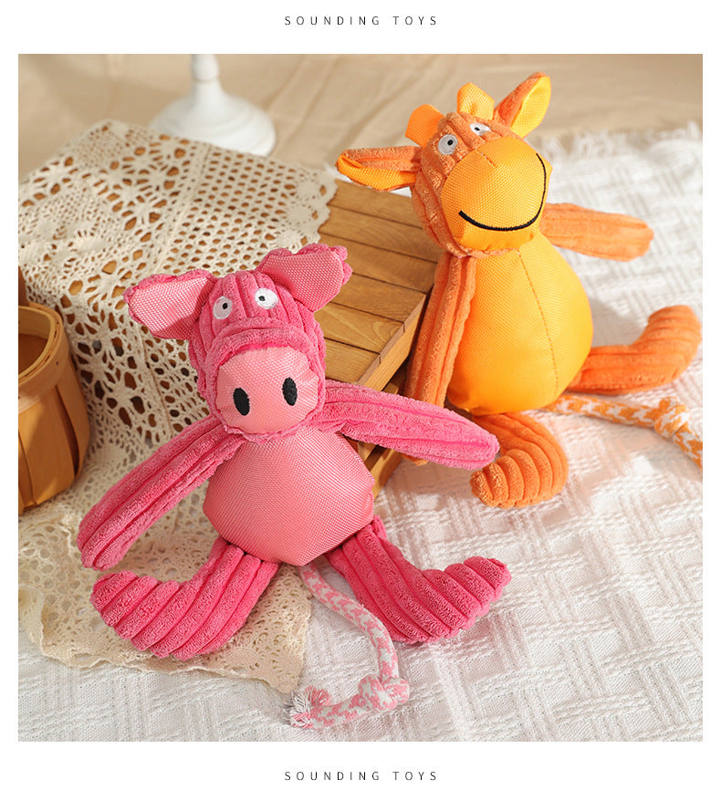 HKM-1878205 Cartoon Cow and Pig Plush Pet Toy - Bite-Resistant, 40x32cm, 135g