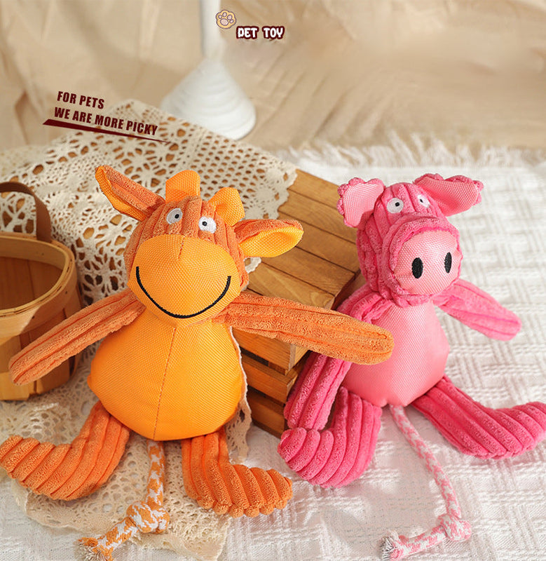 HKM-1878205 Cartoon Cow and Pig Plush Pet Toy - Bite-Resistant, 40x32cm, 135g