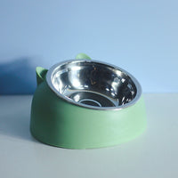 HKM-1878717 Stainless Steel Double Dog Bowl with Oblique Mouth for Enhanced Feeding Comfort