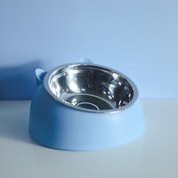 HKM-1878717 Stainless Steel Double Dog Bowl with Oblique Mouth for Enhanced Feeding Comfort