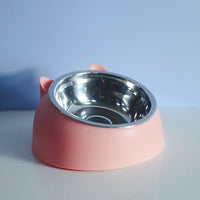 HKM-1878717 Stainless Steel Double Dog Bowl with Oblique Mouth for Enhanced Feeding Comfort