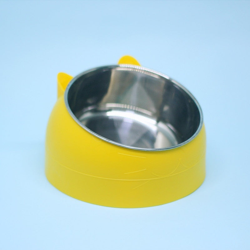 HKM-1878717 Stainless Steel Double Dog Bowl with Oblique Mouth for Enhanced Feeding Comfort
