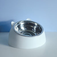 HKM-1878717 Stainless Steel Double Dog Bowl with Oblique Mouth for Enhanced Feeding Comfort