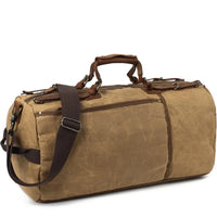 HKM-187923 Waxed Canvas Travel Duffle Bag with Leather Trim