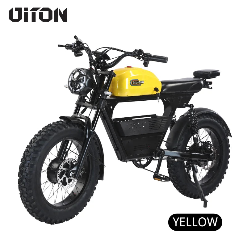 HKM-188051 Dual Motor 48V 1500W Off-Road Electric Bike with 35Ah Battery and 7-Speed Gears in Yellow
