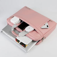 HKM-188051 Stylish PU Leather Laptop Bag with USB Port in Brown and Pink - Versatile Messenger Satchel