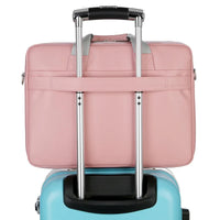 HKM-188051 Stylish PU Leather Laptop Bag with USB Port in Brown and Pink - Versatile Messenger Satchel