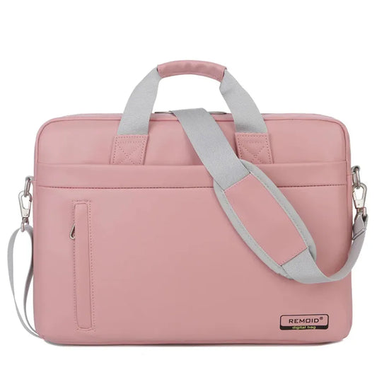 HKM-188051 Stylish PU Leather Laptop Bag with USB Port in Brown and Pink - Versatile Messenger Satchel