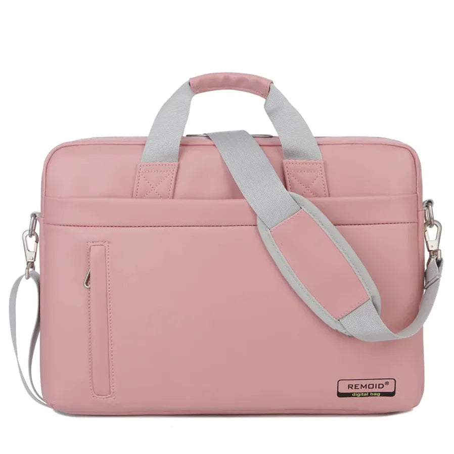 HKM-188051 Stylish PU Leather Laptop Bag with USB Port in Brown and Pink - Versatile Messenger Satchel