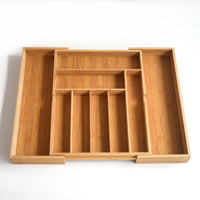 HKM-188243 Bamboo Utensil Drawer Organizer for Kitchen Silverware and Knives Storage