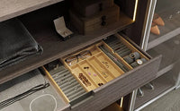 HKM-188243 Bamboo Utensil Drawer Organizer for Kitchen Silverware and Knives Storage