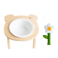 HKM-1884477 Oblique Mouth Wooden Cat Food Bowl Holder with Elevated Design