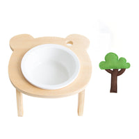 HKM-1884477 Oblique Mouth Wooden Cat Food Bowl Holder with Elevated Design