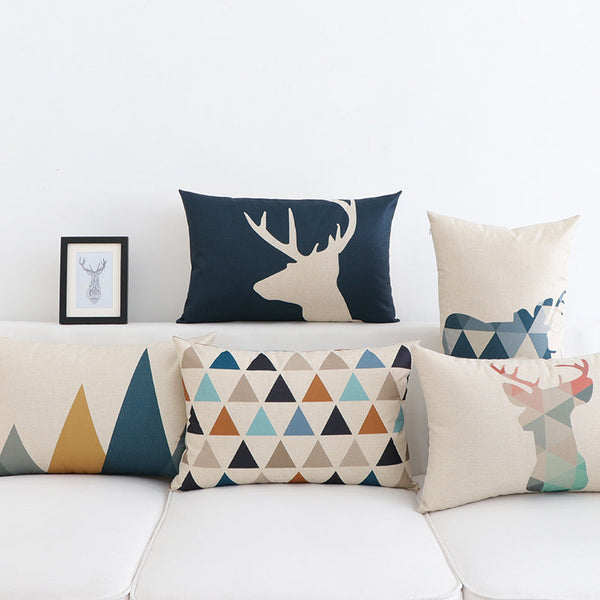 HKM-188627 Long Shape Cotton-Linen Blend Pillow Cover for Office and Car Use - Size 30x50cm