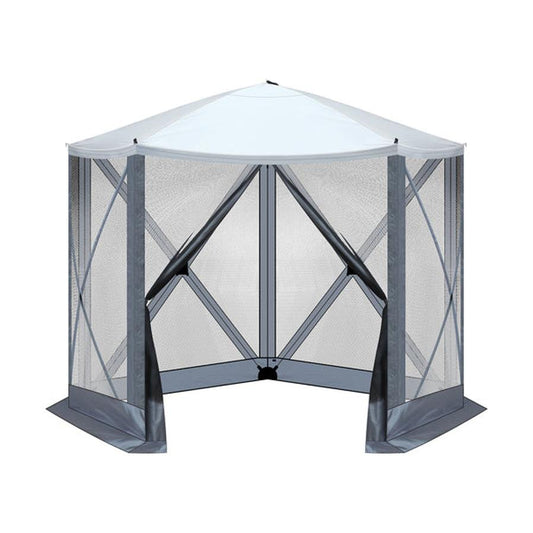 HKM-188691 10x10 ft Light Gray and Dark Gray Pentagonal Automatic Folding Tent