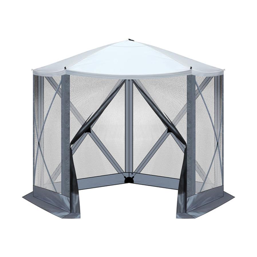 HKM-188691 10x10 ft Light Gray and Dark Gray Pentagonal Automatic Folding Tent