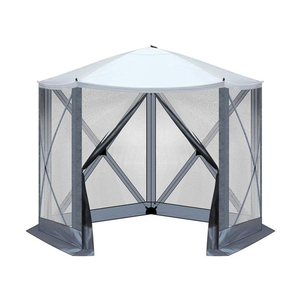 HKM-188691 10x10 ft Light Gray and Dark Gray Pentagonal Automatic Folding Tent