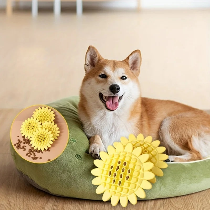 HKM-1887549 Durable Rubber Sunflower Dog Toy for Teething and Playtime in Puppies