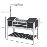 HKM-1887933 Gray Wooden Tortoise Enclosure with Adjustable Lamp Holder, Dual Hide Boxes, and Storage Shelf