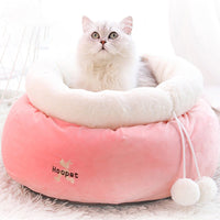 HKM-1888317 Winter Cat Litter Nest - Soft Cloth Design, Available in Pink Ice Cream, Rabbit, and Money Bag Styles