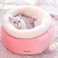 HKM-1888317 Winter Cat Litter Nest - Soft Cloth Design, Available in Pink Ice Cream, Rabbit, and Money Bag Styles