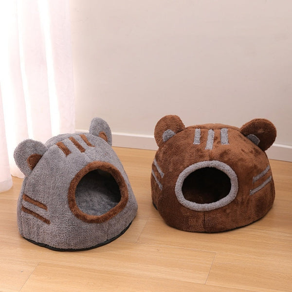 HKM-1890109 Cozy Semi-Closed Bear Head Cat Nest with Detachable Design for Autumn and Winter