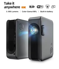 HKM-189011 Portable 1080p Smart WiFi LED Projector with Built-in Battery for 3D and 4K Cinema Experience