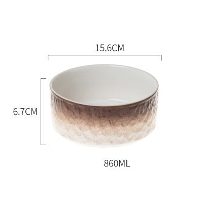 HKM-1890237 Ceramic Anti-Overturning Pet Bowl in Gradient Stone Colors with Optional Wood Rack