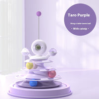 HKM-1890877 Multi-Layer Interactive Cat Toy Tower with Rolling Balls - Durable Training Puzzle for Pets