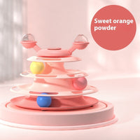 HKM-1890877 Multi-Layer Interactive Cat Toy Tower with Rolling Balls - Durable Training Puzzle for Pets