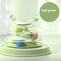 HKM-1890877 Multi-Layer Interactive Cat Toy Tower with Rolling Balls - Durable Training Puzzle for Pets