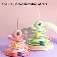 HKM-1890877 Multi-Layer Interactive Cat Toy Tower with Rolling Balls - Durable Training Puzzle for Pets