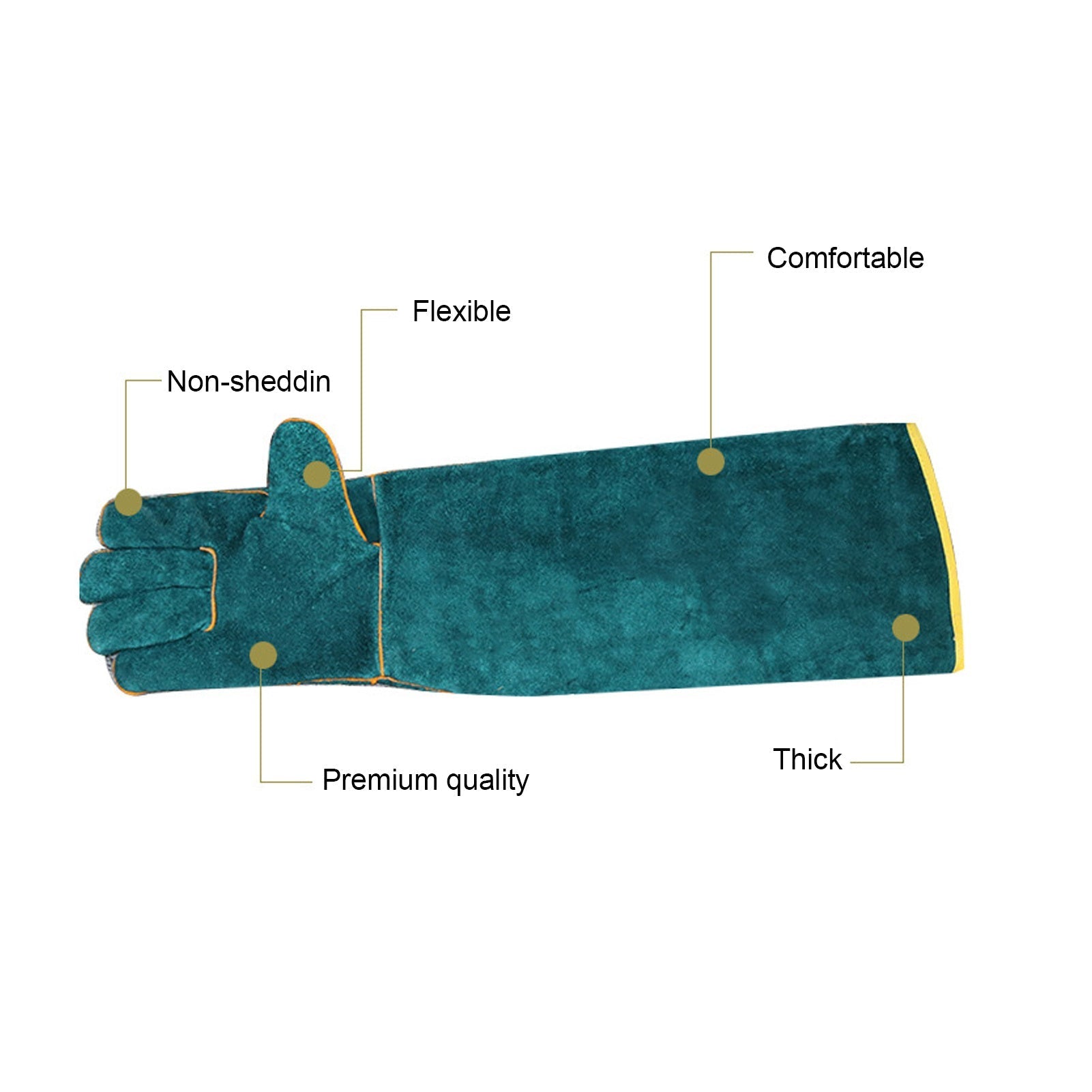 HKM-1891517 Ultra Long Leather Protective Gloves for Handling Pets and Reptiles, Durable Anti-Bite Design
