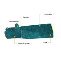 HKM-1891517 Ultra Long Leather Protective Gloves for Handling Pets and Reptiles, Durable Anti-Bite Design