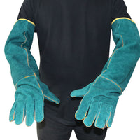 HKM-1891517 Ultra Long Leather Protective Gloves for Handling Pets and Reptiles, Durable Anti-Bite Design