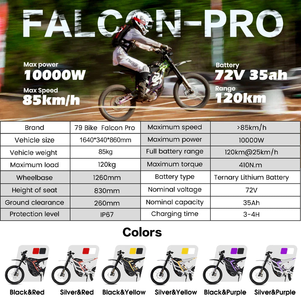 HKM-189203 Long Range 120KM Off-Road Electric Motorcycle with 85KM/H Speed and 410N.m Torque