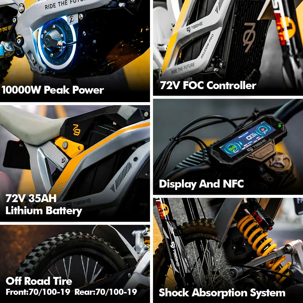 HKM-189203 Long Range 120KM Off-Road Electric Motorcycle with 85KM/H Speed and 410N.m Torque