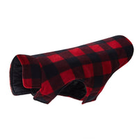 HKM-1892413 Pet Thick Checks Double-sided Polar Fleece Vest in Black and Red Plaid for Small to Large Pets